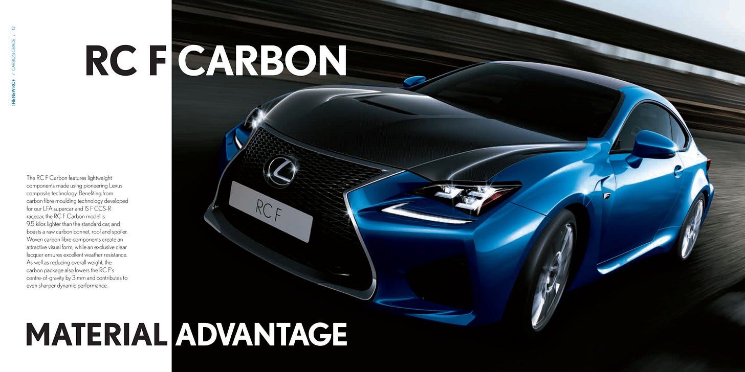 Lexus RC F 2015 UK brochure carbon