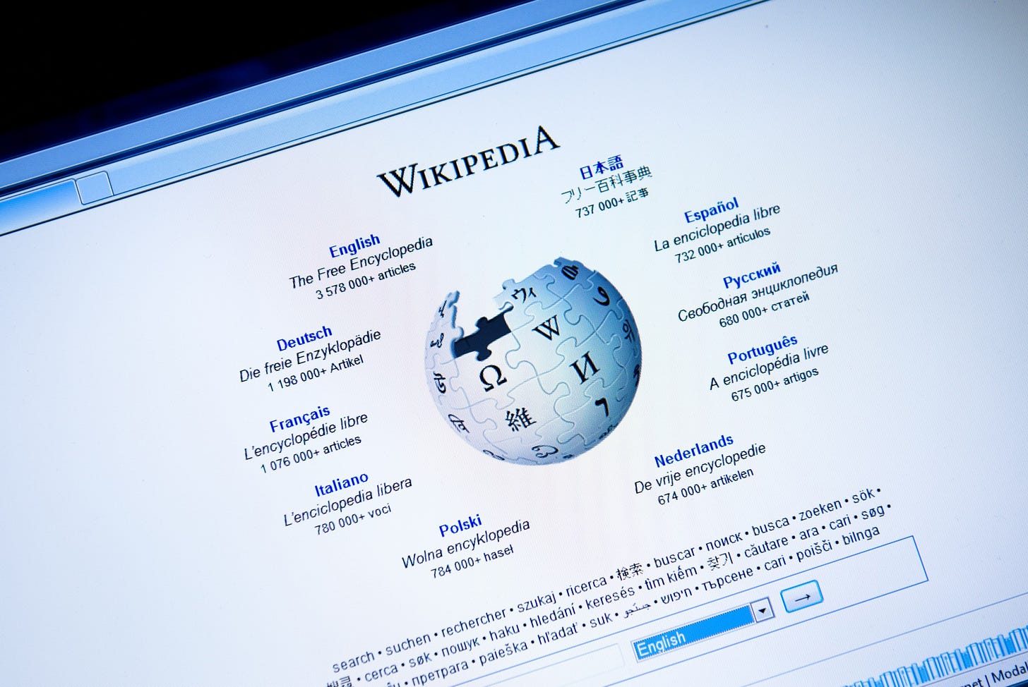 Wikipedia.org main page - english version site Wikipedia.org main page - english version site