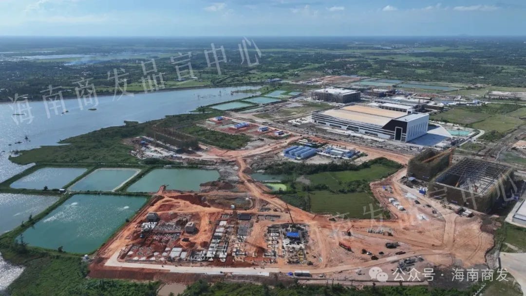 Expansion of the technical area of the Wenchang Space Launch Site underway; the mentioned facilities are over on the left. Expansion of the technical area of the Wenchang Space Launch Site underway; the mentioned facilities are over on the left.