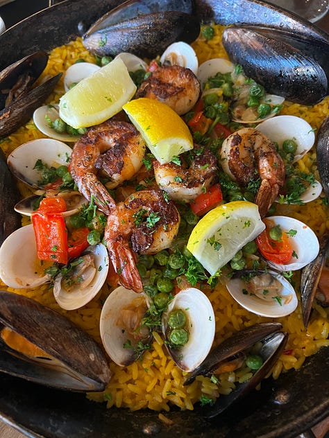 Stuffed eggplant, paella, and lamb at The GOAT Mediterranean Grill in hot springs ark.