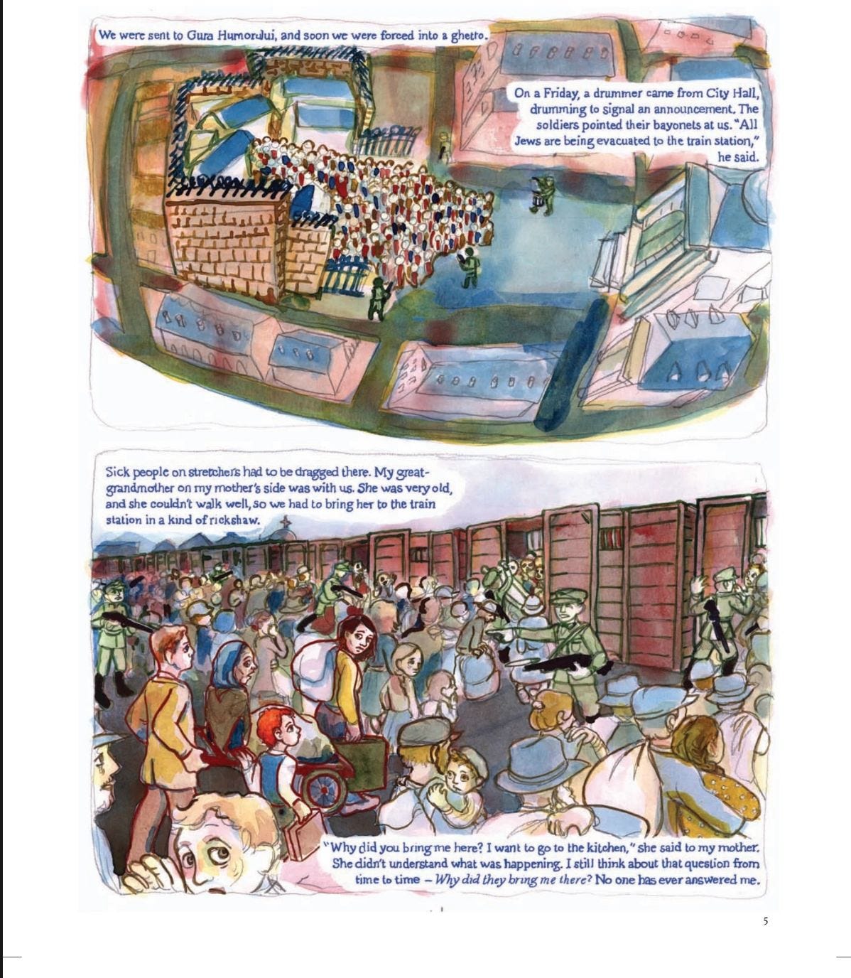 Scene from But I Live: Three Stories of Child Survivors of the Holocaust, in which Miriam Libicki adapts her interviews with survivor David Schaefer. Scene from But I Live: Three Stories of Child Survivors of the Holocaust, in which Miriam Libicki adapts her interviews with survivor David Schaefer.