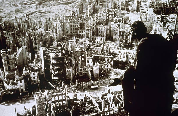 World War II, Dresden destroyed by bombing. World War II, Dresden destroyed by bombing.