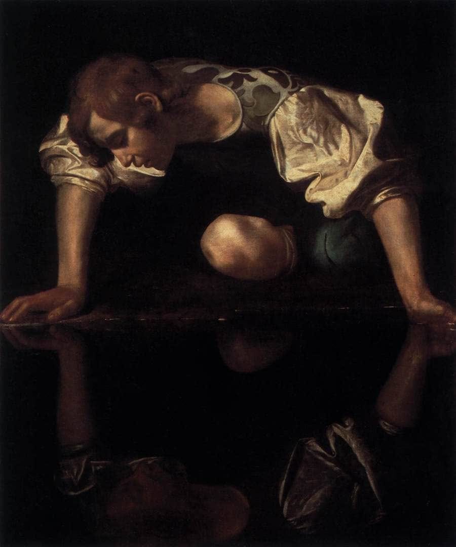 Narcissus, 1599 by Caravaggio Narcissus, 1599 by Caravaggio