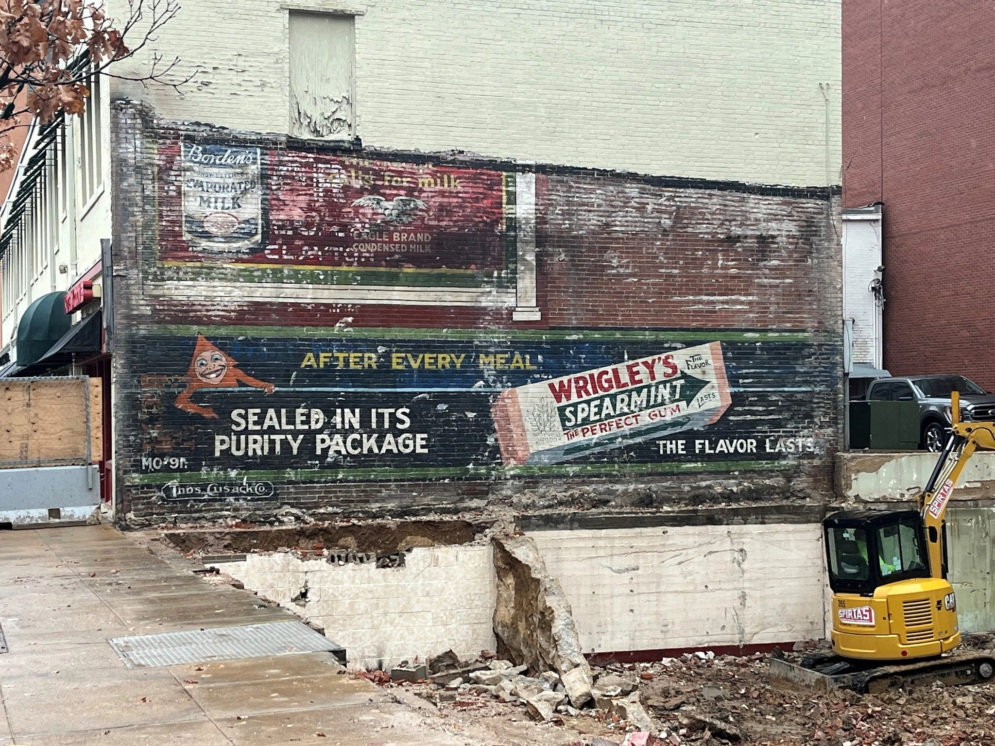 Gorgeous ghost signs for Wrigley's Spearmint Gum, Borden's