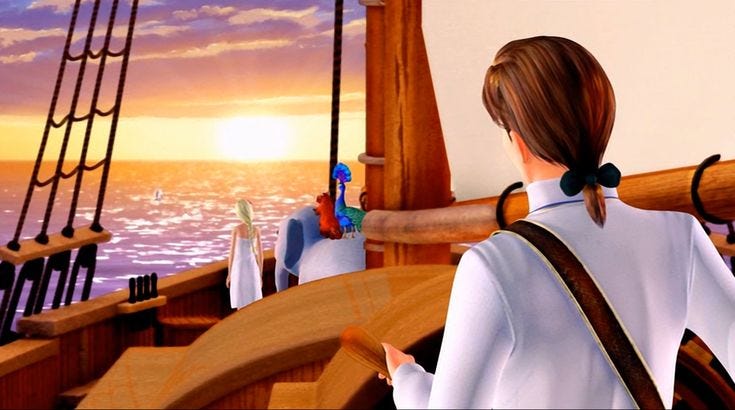 This may contain: a woman standing on the deck of a boat looking out at the ocean and sunset This may contain: a woman standing on the deck of a boat looking out at the ocean and sunset
