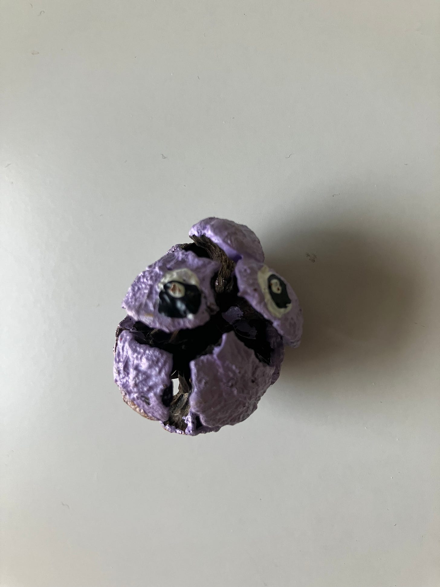 purple sphere with googly eyes