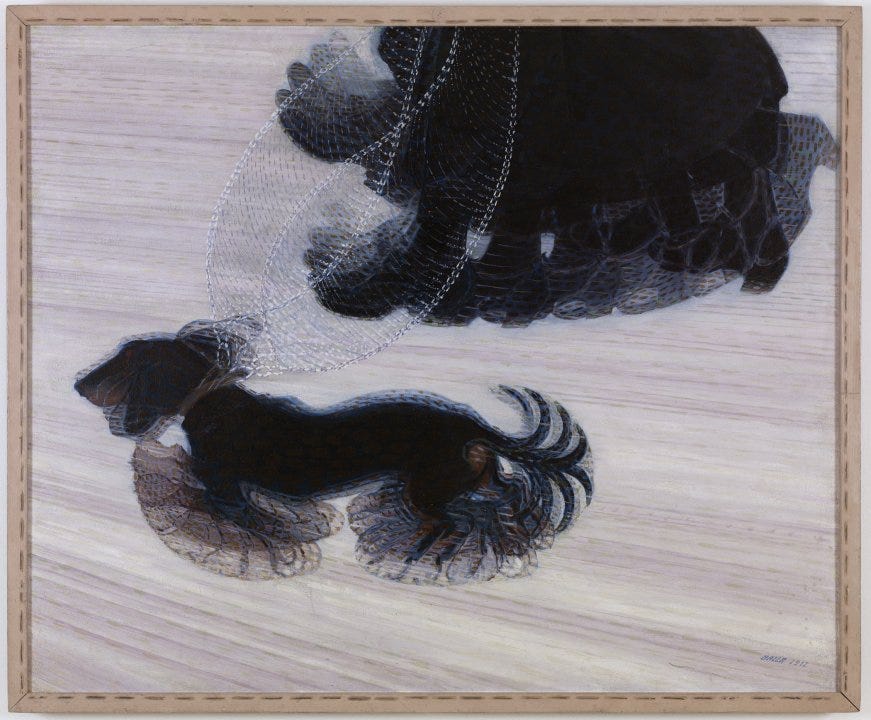 Dinamismo di un cane al guinzaglio (Dynamism of a Dog on a Leash)