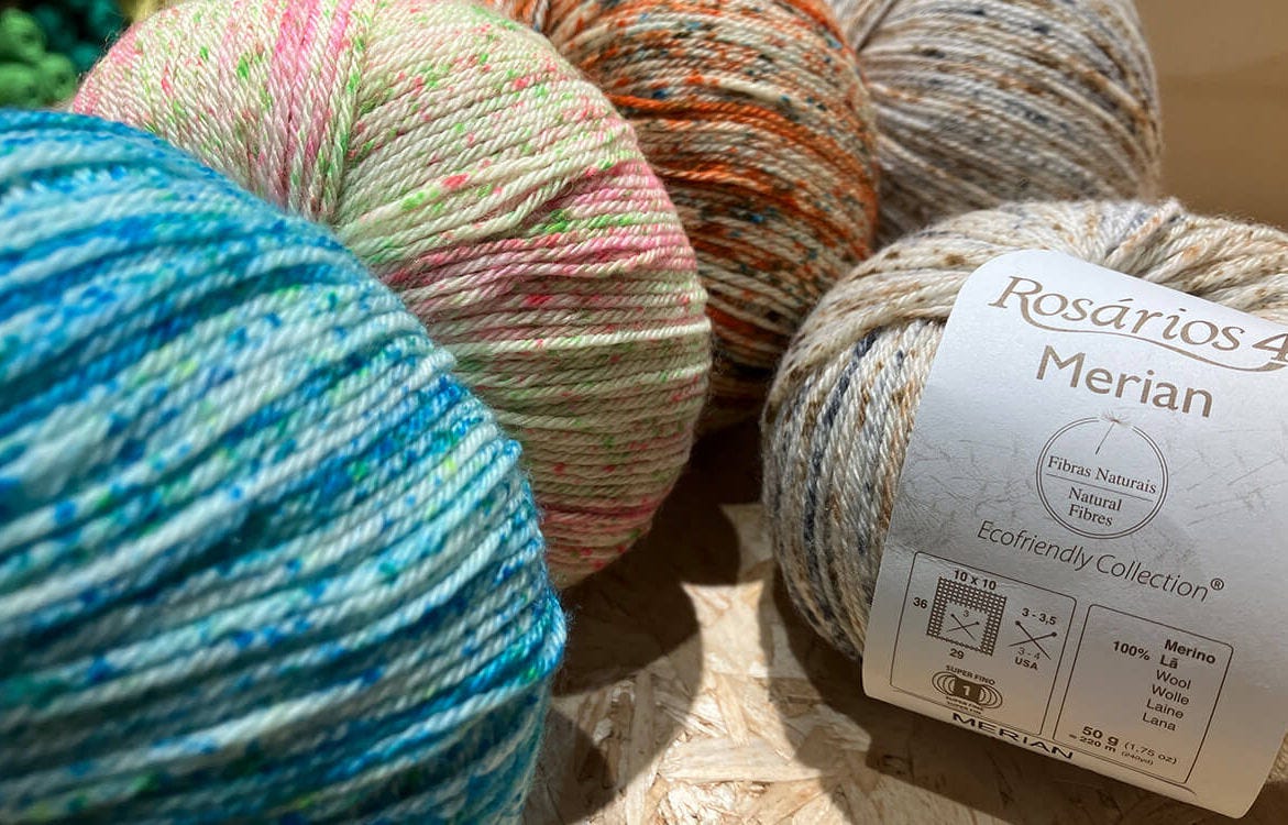 colorful variegated yarn skeins