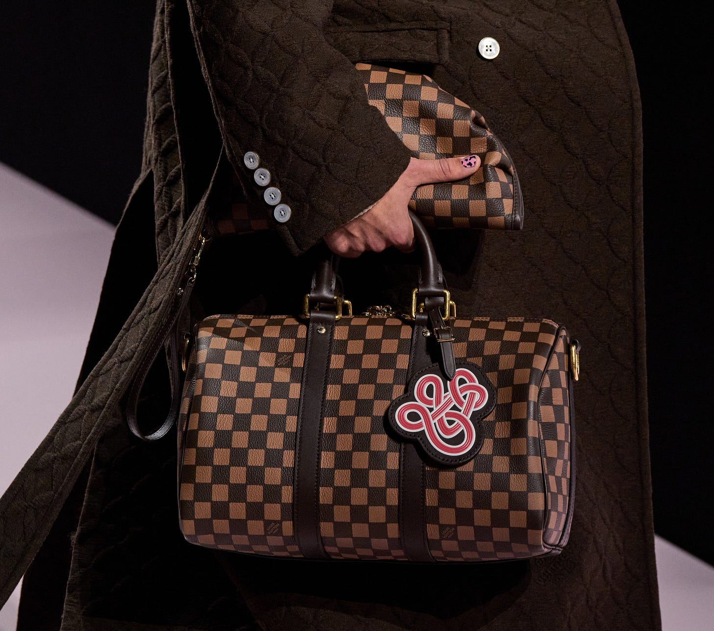 Image may contain Accessories Bag Handbag Purse Adult Person Clothing and Coat