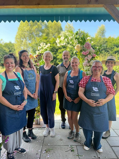 Photos from previous eco floristry retreats at Common Farm Flowers in Somerset