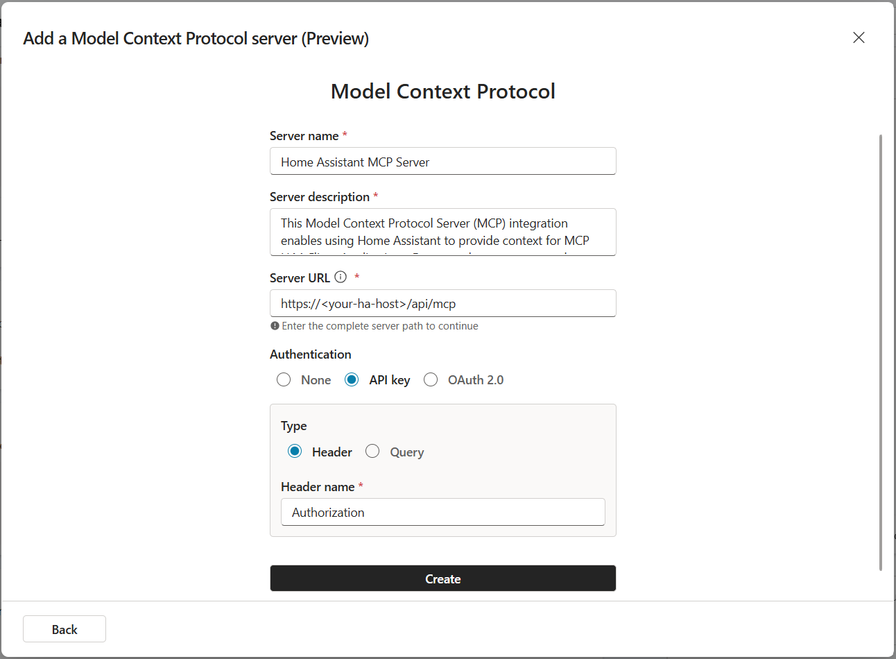 How to setup the Home Assistant MCP Server in Copilot Studio