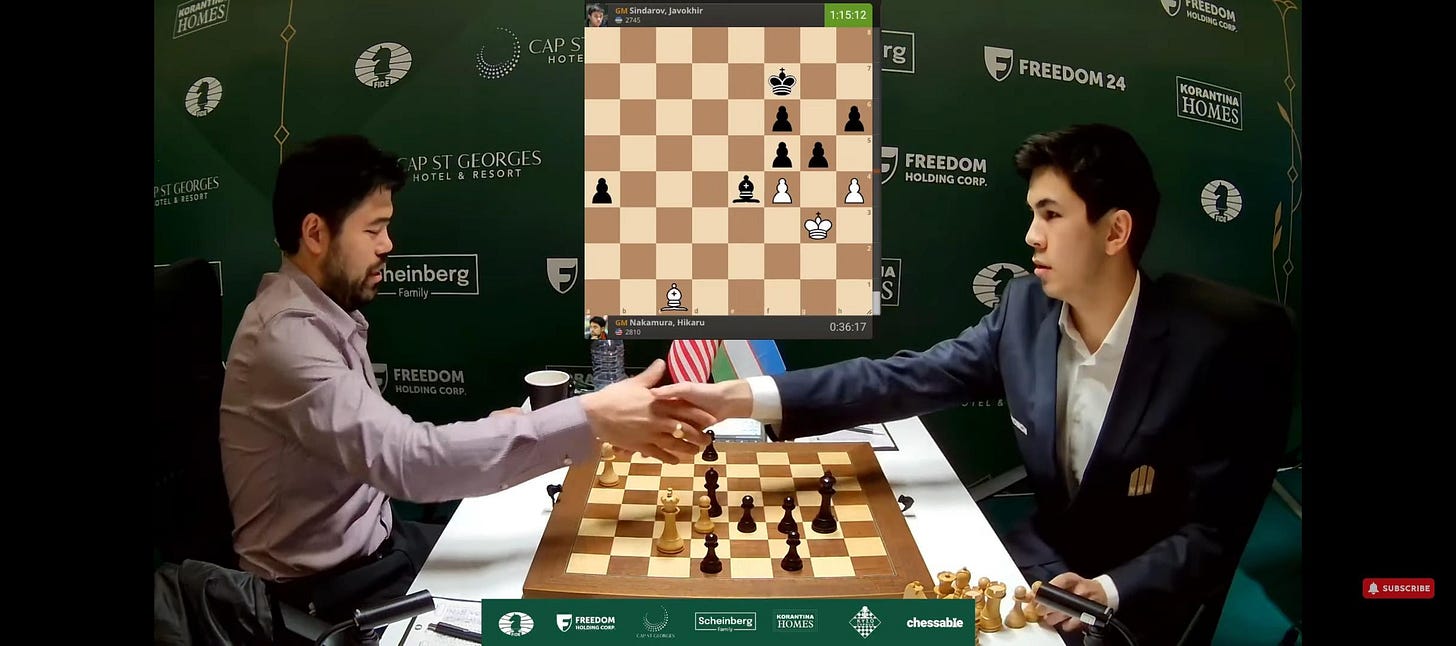 Sindarov leads The Candidates at 4.5/5 with his HISTORIC win vs Hikaru  Nakamura : r/chess