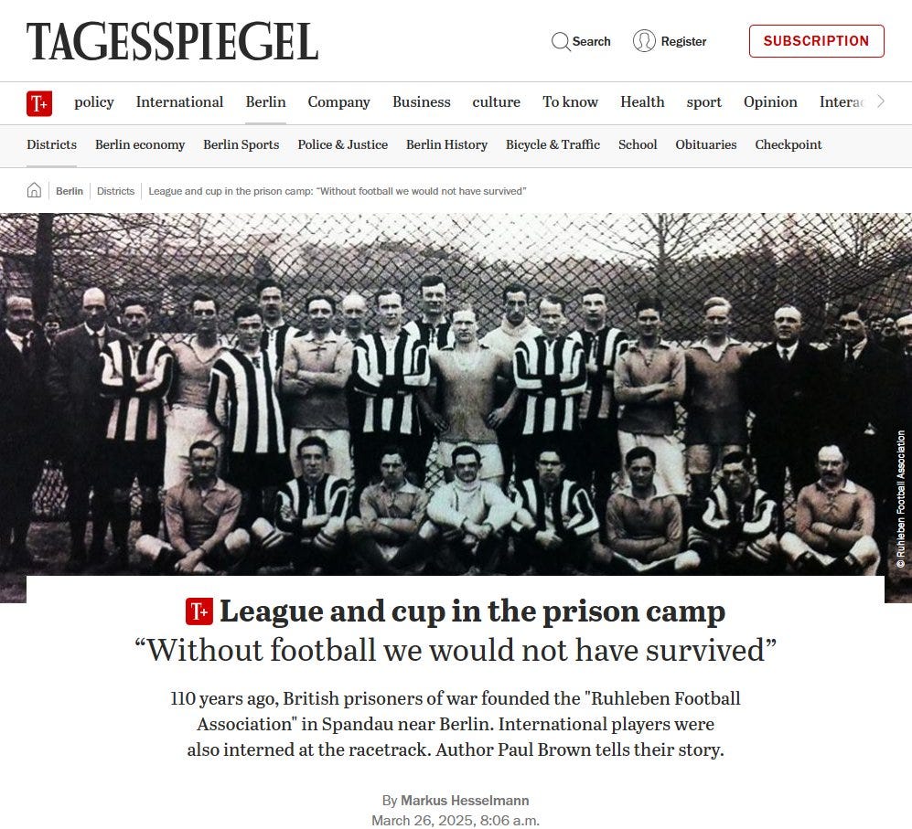 Tagesspiegel article: League and cup in the prison camp