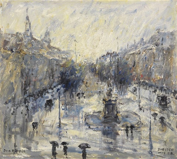 Artwork by Otto Eduard Pippel, Strasse bei Regenwetter, Dresden, Made of Oil on canvas Artwork by Otto Eduard Pippel, Strasse bei Regenwetter, Dresden, Made of Oil on canvas