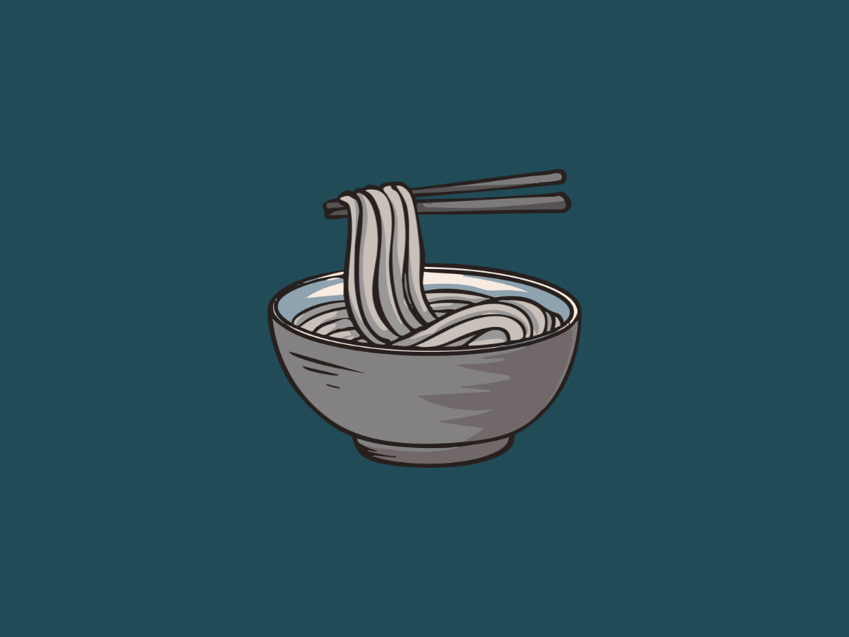 A bowl of noodles graphically depicted A bowl of noodles graphically depicted