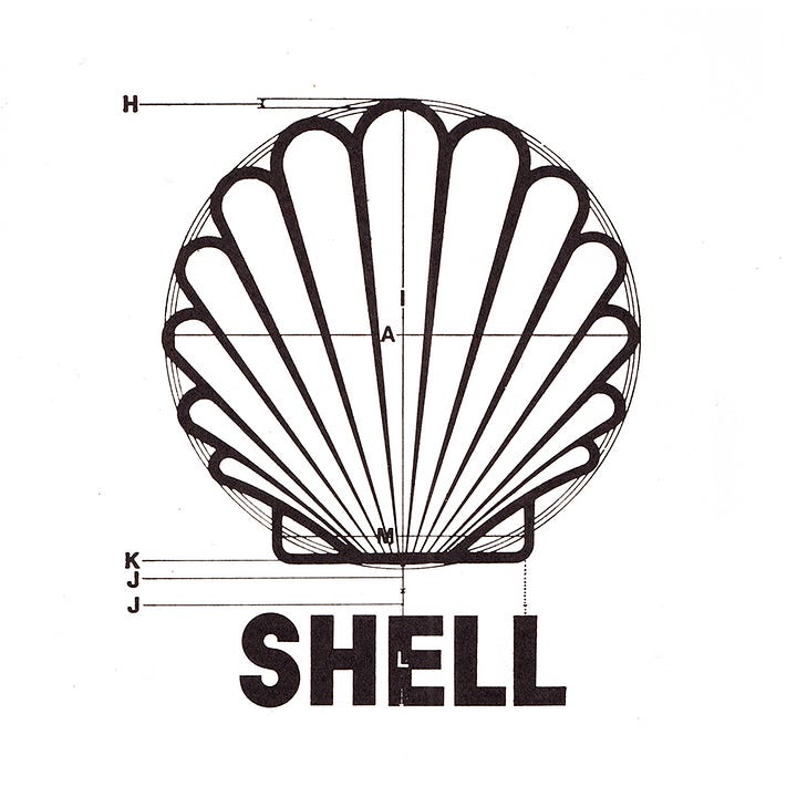 Shell logo and corporate identity proposal by Japanese designer Yusaku Kamekura