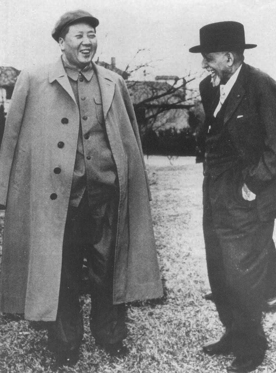 African-American activist & NAACP founder W.E.B. Du Bois meets with Chinese communist dictator Mao Zedong, 1959.