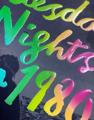 Fake neon colors on a book cover.