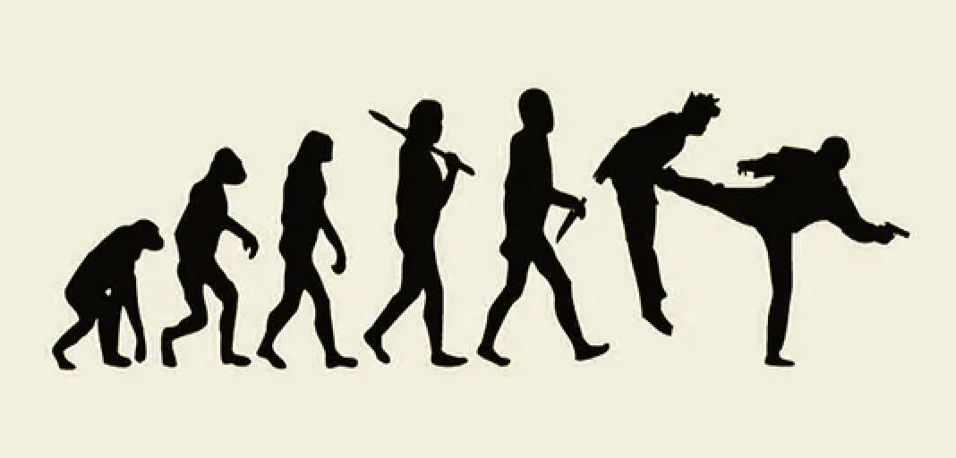 The evolution of man chart ending in awesome karate