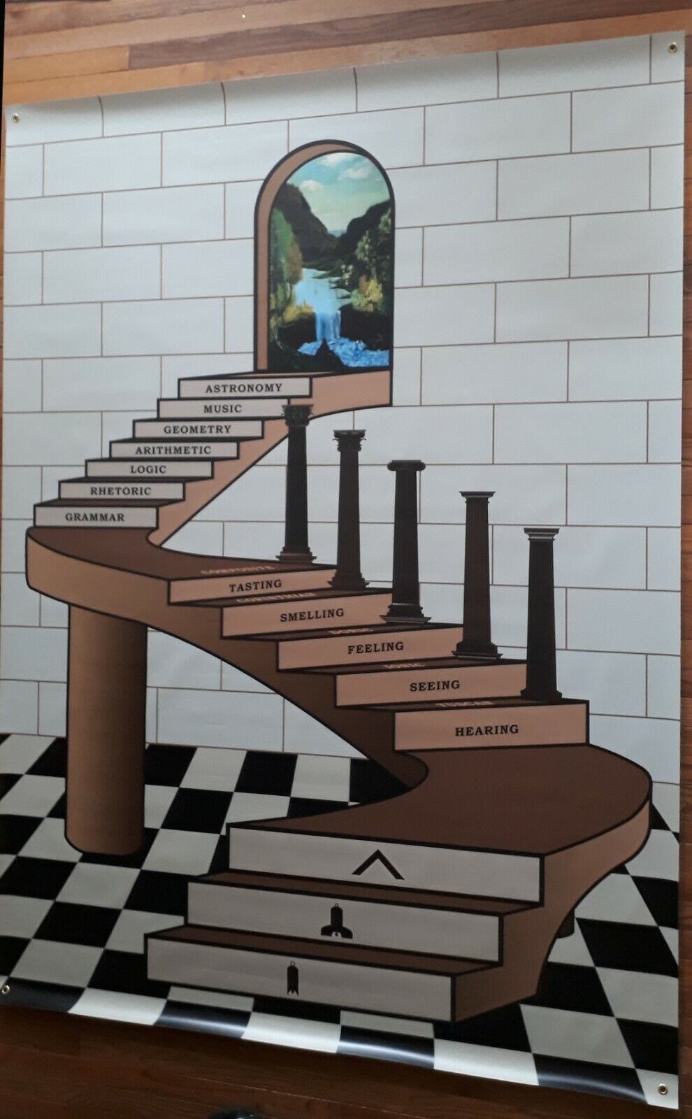 FELLOWCRAFT MASON- 2ND DEGREE - STAIRCASE TRACING BOARD / LECTURE PROP | eBay FELLOWCRAFT MASON- 2ND DEGREE - STAIRCASE TRACING BOARD / LECTURE PROP | eBay