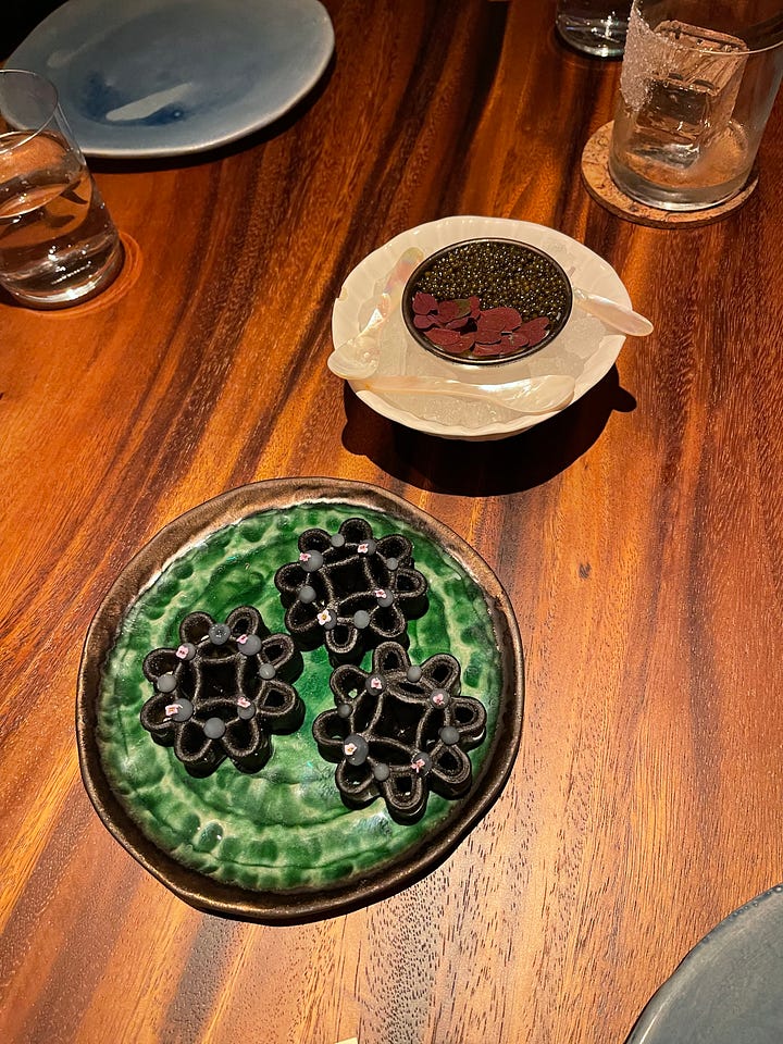 food, scallops, caviar