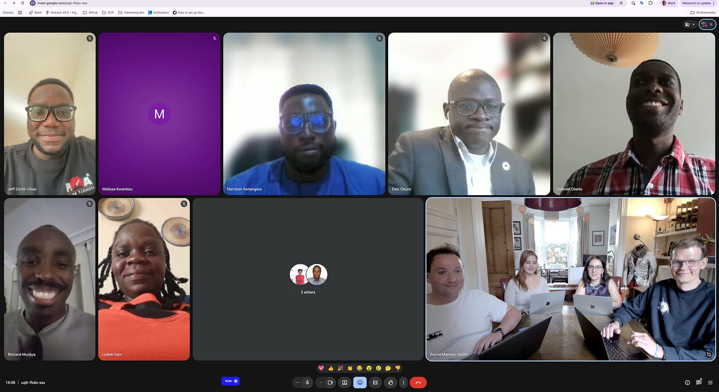 Screenshot of online meeting held with partners across Africa