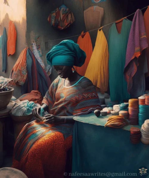 © The market showcasing African textiles embody the unification of diverse cultures throughout the continent.