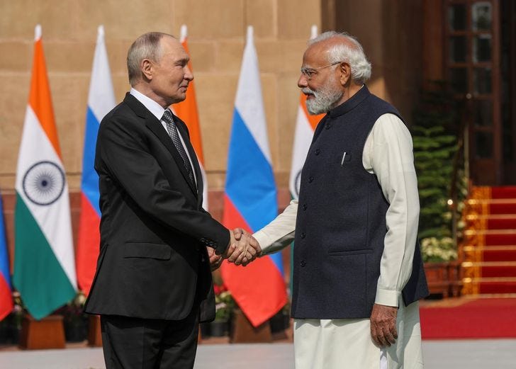Putin and Modi discuss trade, peace in New Delhi summit - The Korea Times