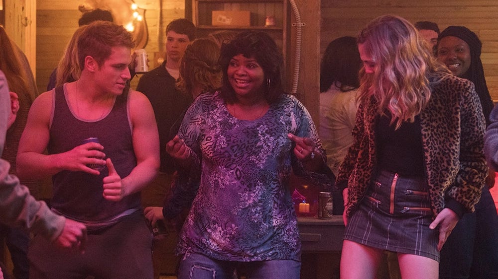 MA partying in her basement with her teenage friends.