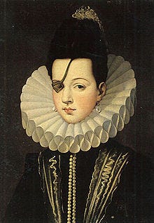 Portrait of the Princess of Éboli wearing a big fanned ruff Portrait of the Princess of Éboli wearing a big fanned ruff