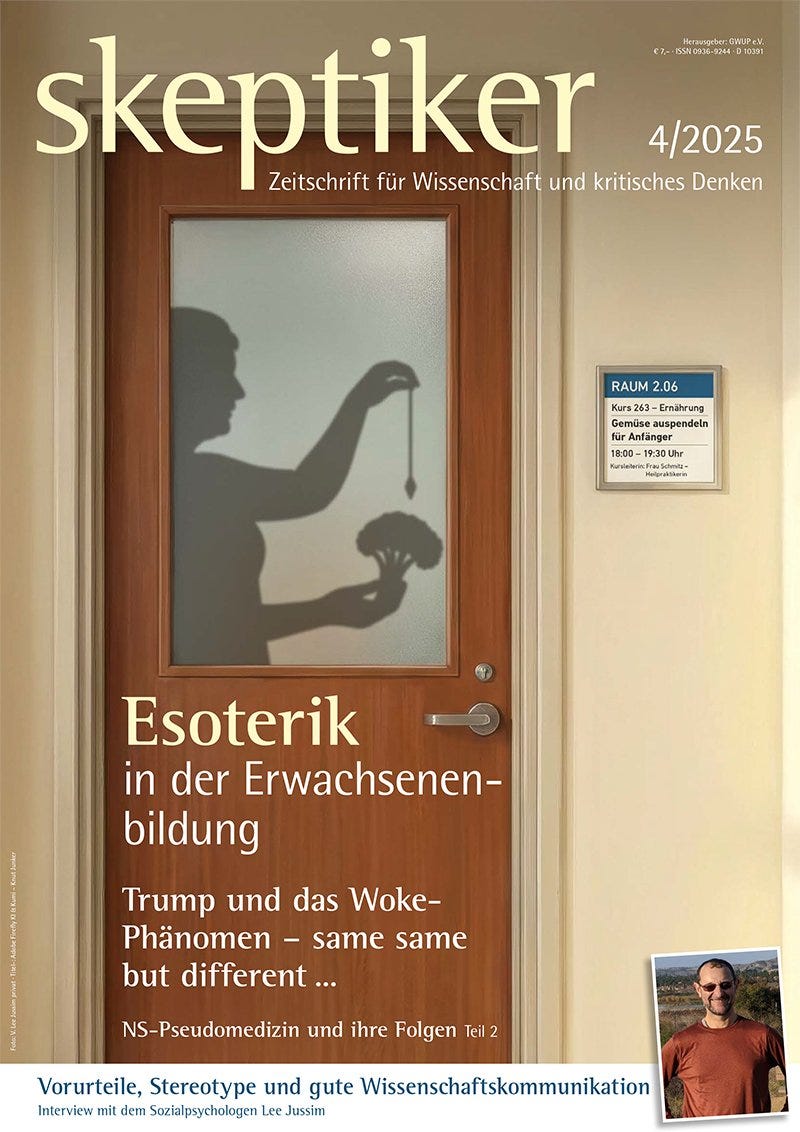 Der neue SKEPTIKER ist erschienen! Es geht u.a. um Esoterik in der Erwachsenenbildung, Pseudomedizin in der NS-Zeit, den skeptischen Kampf gegen Vorurteile sowie überraschende Parallelen zwischen Donald Trump und "woken" Akteuren.