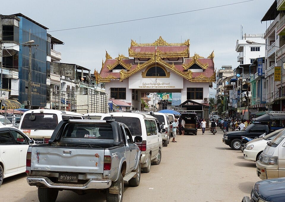 The Thailand-Myanmar border. The Thailand-Myanmar border.