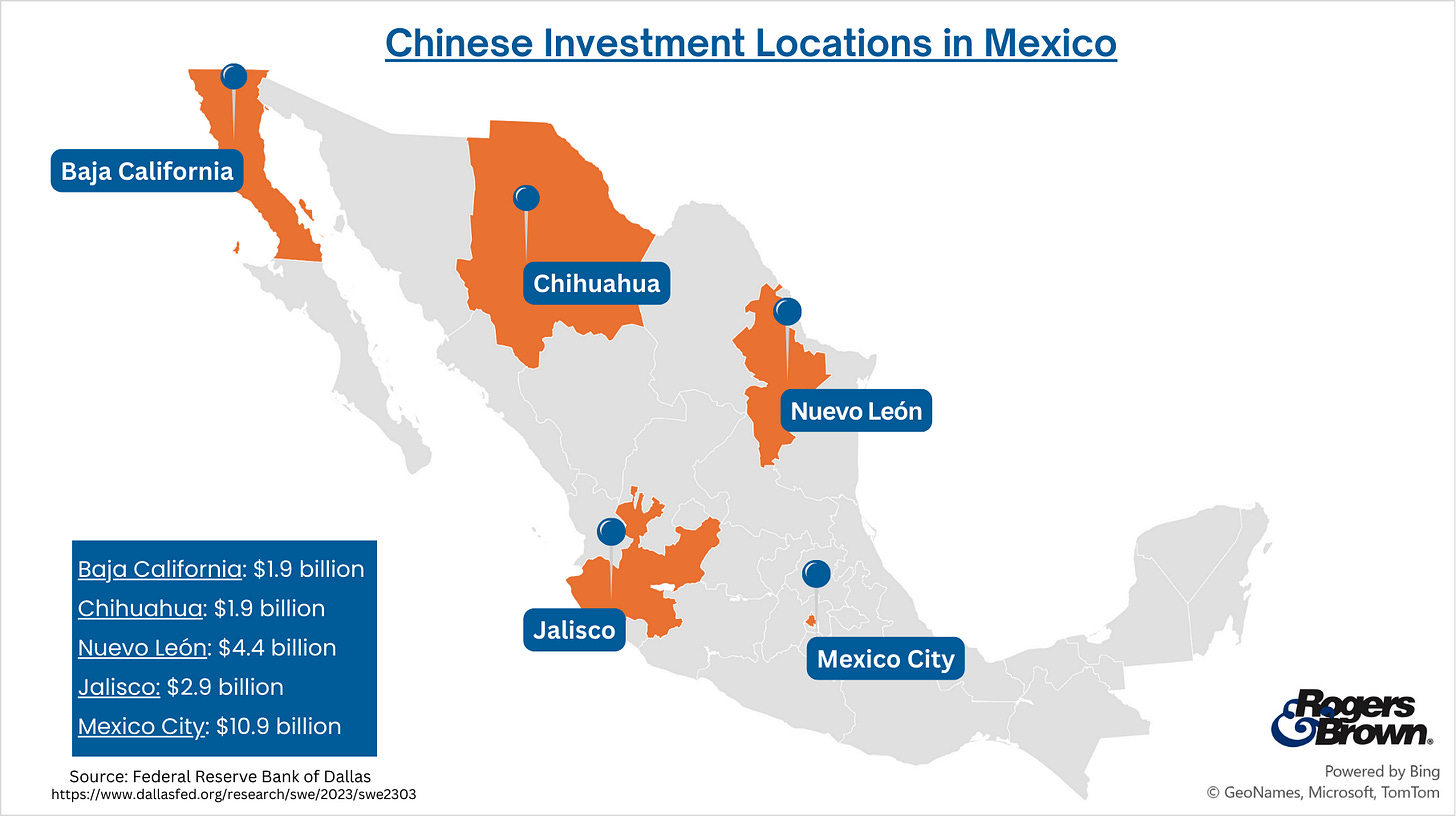 Map of Chinese Investments in Mexico