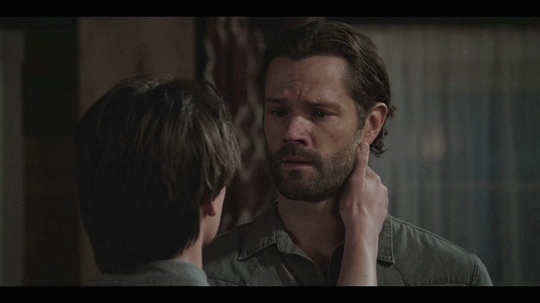 Gay son Auggie holding and stroking off daddy Jared Padalecki in Walker. Gay son Auggie holding and stroking off daddy Jared Padalecki in Walker.