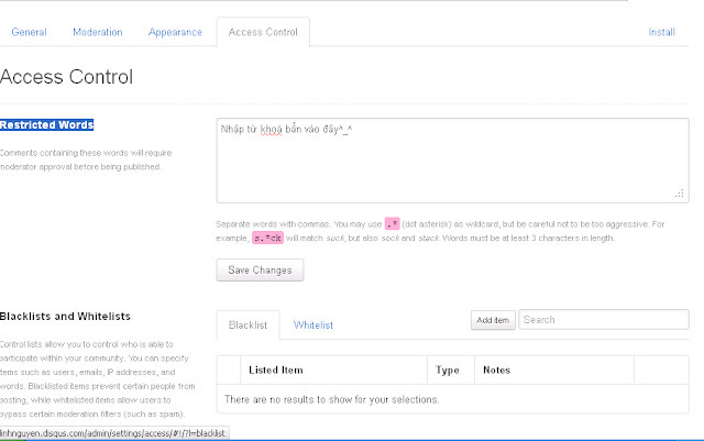 Chặn từ khoá bẩn