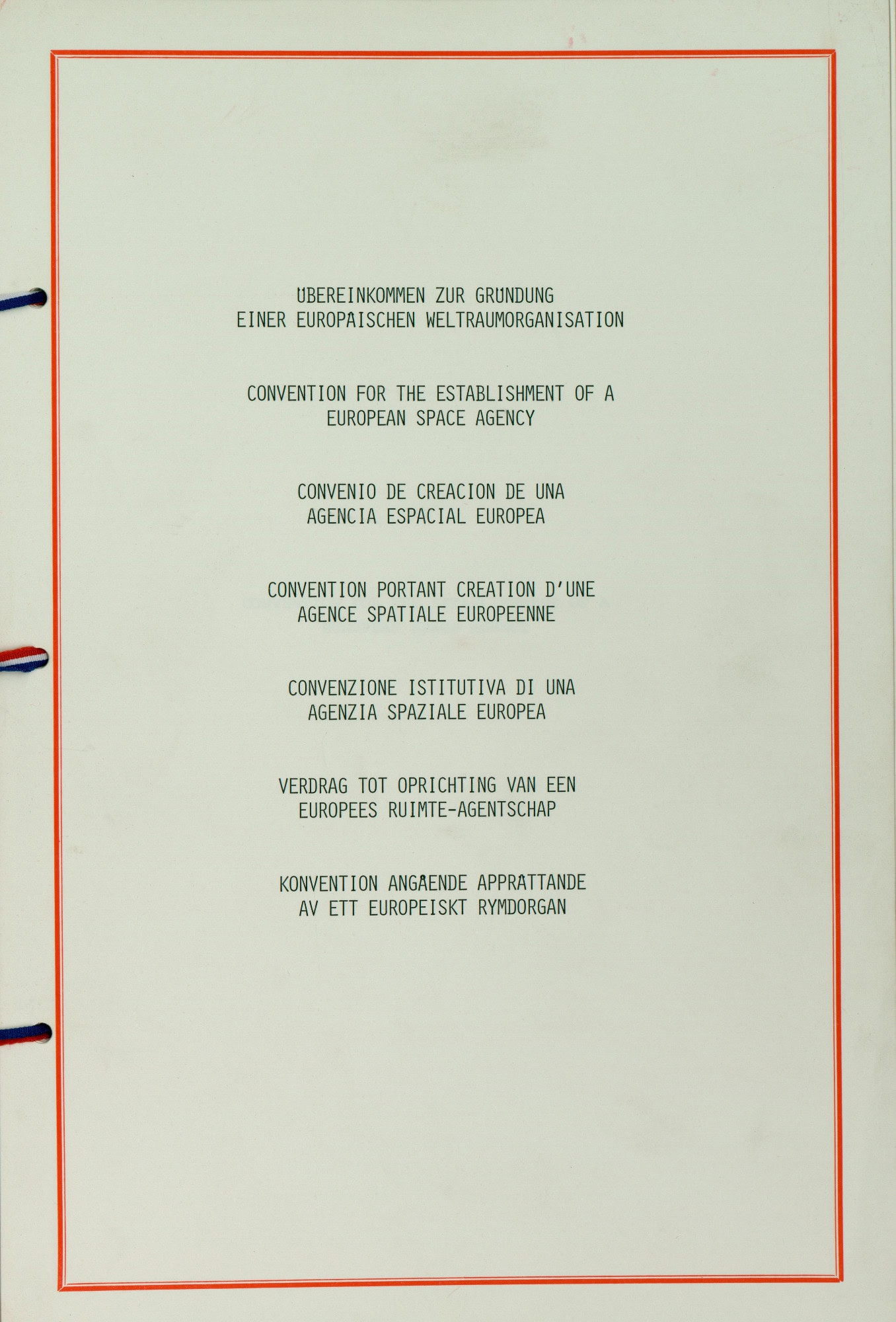 title page of the 1975 ESA Convention © ESA ECSR