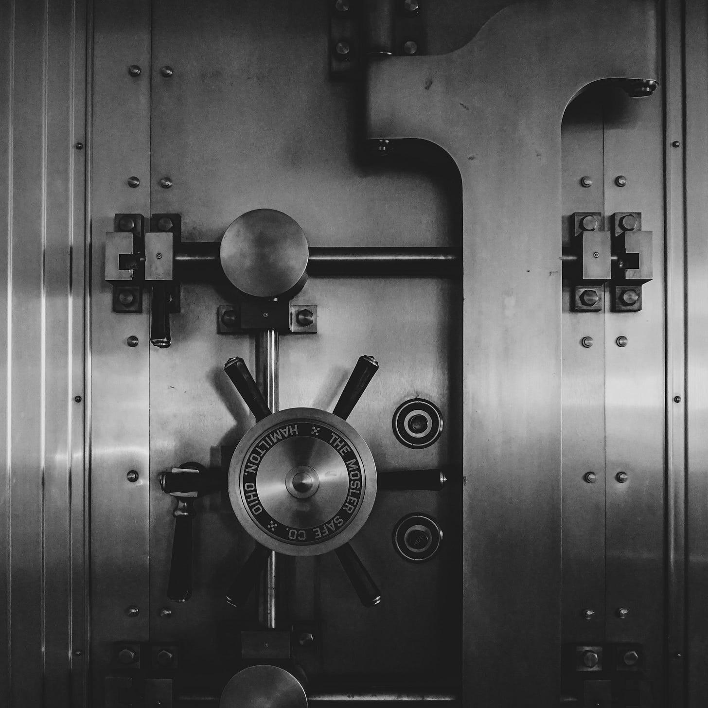 the door of a safe with a turnstile lock the door of a safe with a turnstile lock