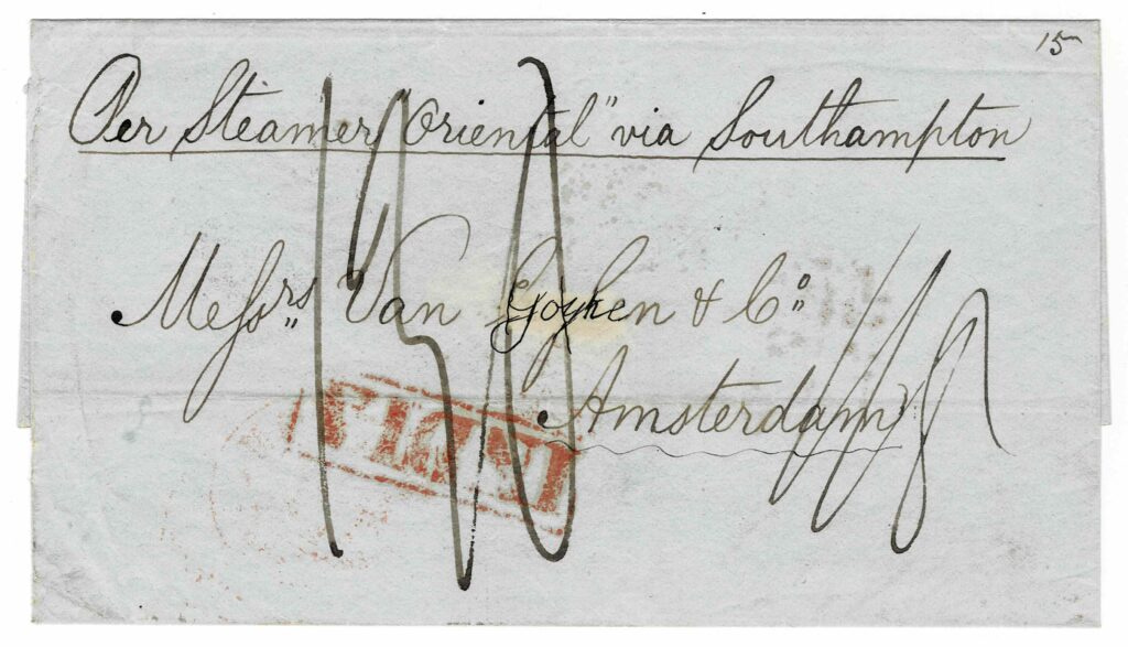 Calcutta, India to Amsterdam, Netherlands from April 1852