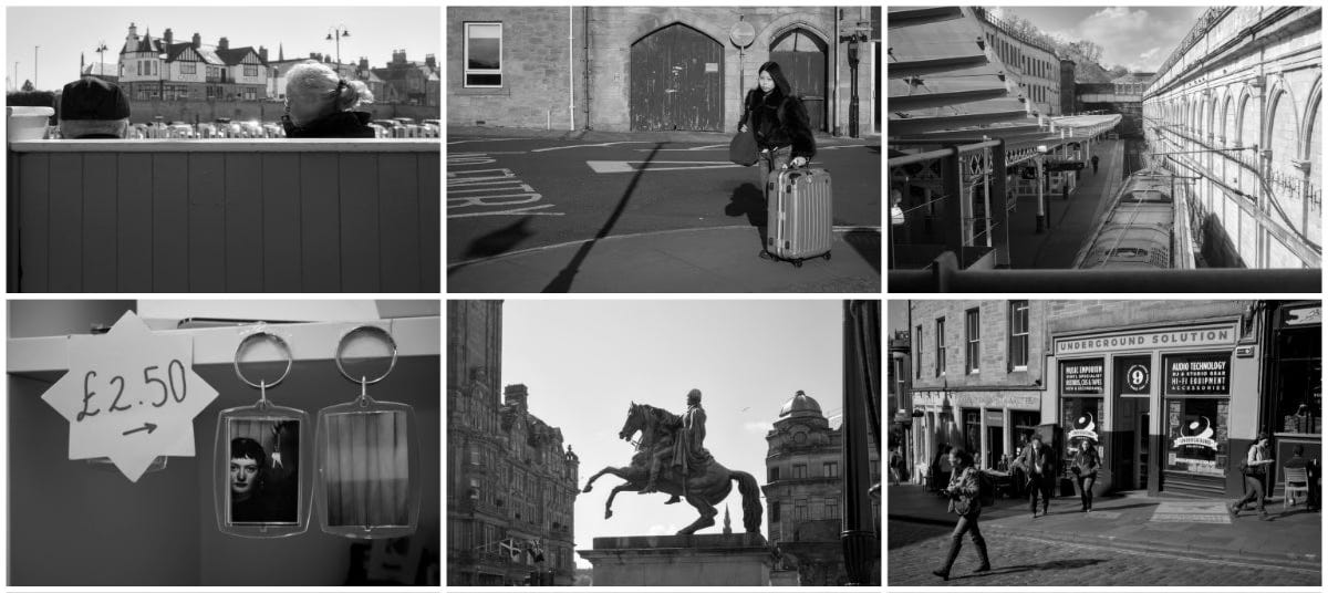 A montage of black and white photos taken between Berwick and Edinburgh. A montage of black and white photos taken between Berwick and Edinburgh.