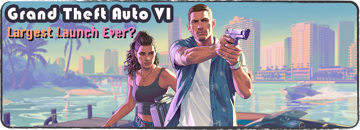 Header image showing the Grand Theft Auto 6 section, about it possibly being the biggest launch ever!