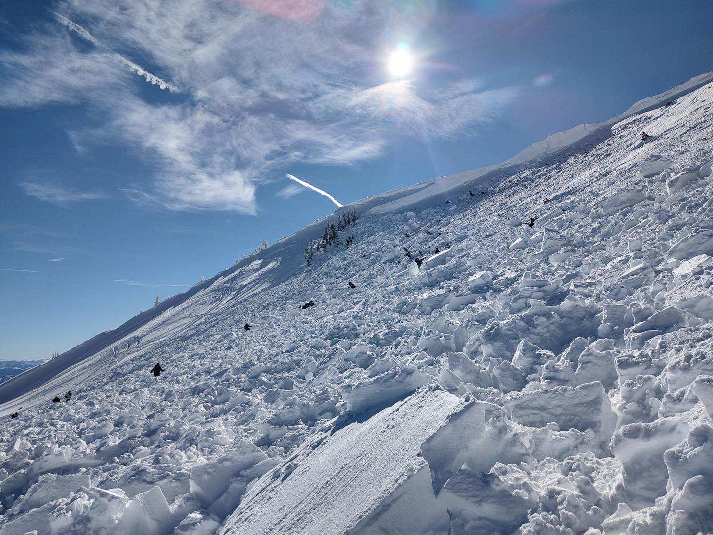 Looking up the avalanche. (Provided by GCSO, 22 February 2025)
