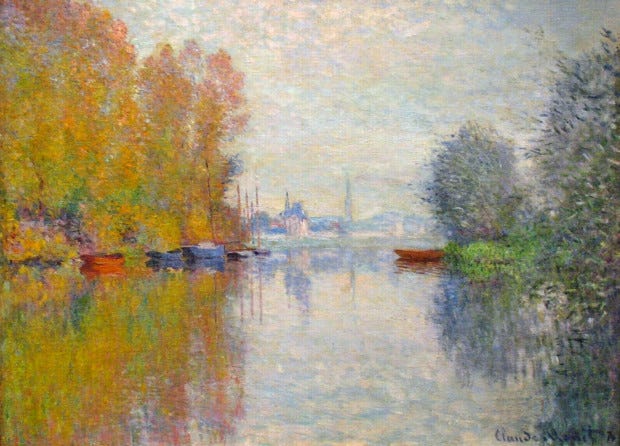 autumn paintings by famous artists Autumn on the Seine at Argenteuil, 1873 - Claude Monet, High Museum of Art