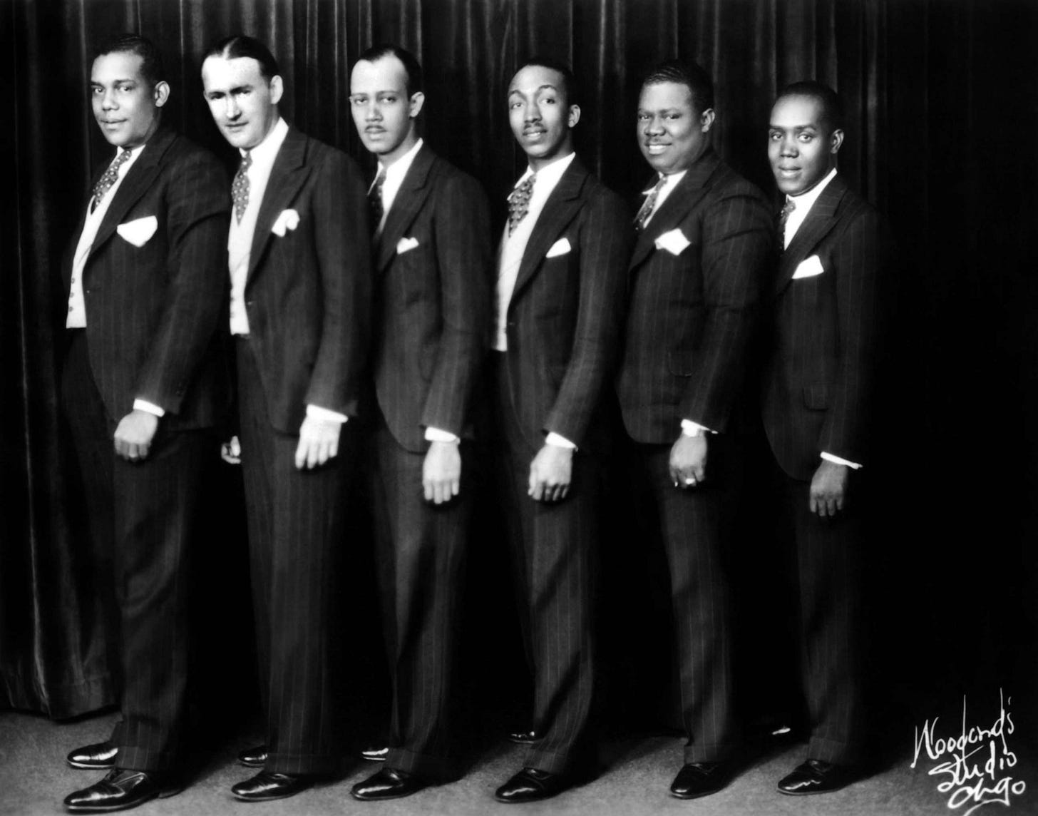 PHOTO: FILE - Louis Armstrong and his Savoy Ballroom Five (L-R) Zutty Singleton on drums,Mancy Carr on guitar and banjo, Jimmy Strong on clarinet, Fred Robinson on trumbone, Louis Armstrong on trumpet and Gene Anderson on piano pose for a photo in Chicago PHOTO: FILE - Louis Armstrong and his Savoy Ballroom Five (L-R) Zutty Singleton on drums,Mancy Carr on guitar and banjo, Jimmy Strong on clarinet, Fred Robinson on trumbone, Louis Armstrong on trumpet and Gene Anderson on piano pose for a photo in Chicago