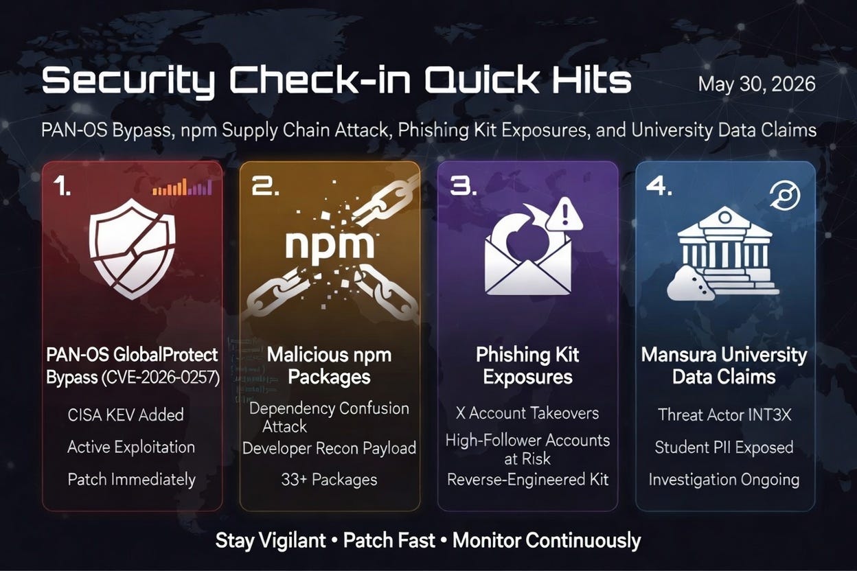 Security Check-in Quick Hits: PAN-OS Bypass, npm Supply Chain