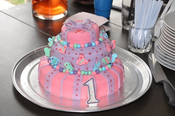 A first birthday cake