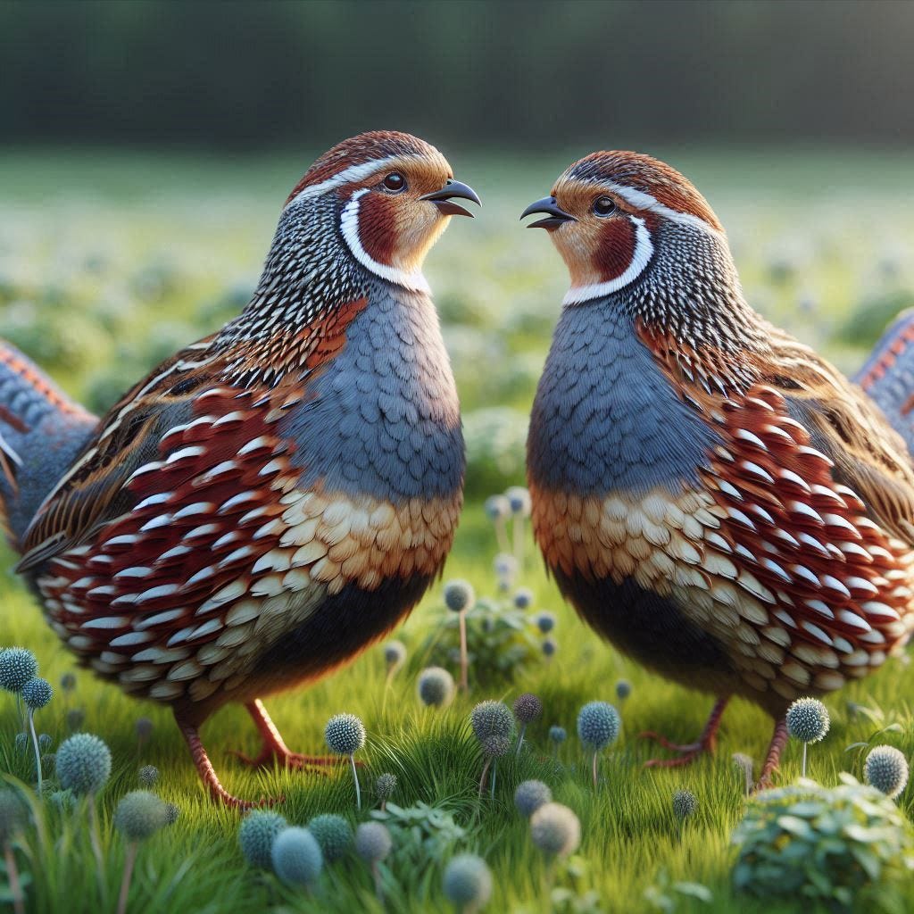 quails quixotically quaking photorealistic