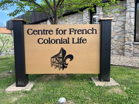 Top right left to bottom right: Fort de Chartres outside of Prairie du Rocher, Illinois; St. Genevieve, Missouri; Confluence of the Mississippi and Missouri Rivers at St. Charles, Missouri; Exhibit on Lewis & Clark's expedition; George Rogers Clark Memorial, Vincennes, Indiana; the largest mound of the Cahokia people outside Collinsville, Illinois
