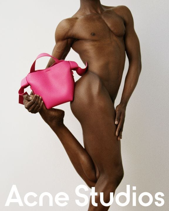 The article: Acne Studios introduces the Musubi Bag Campaign by Talia  Chetrit