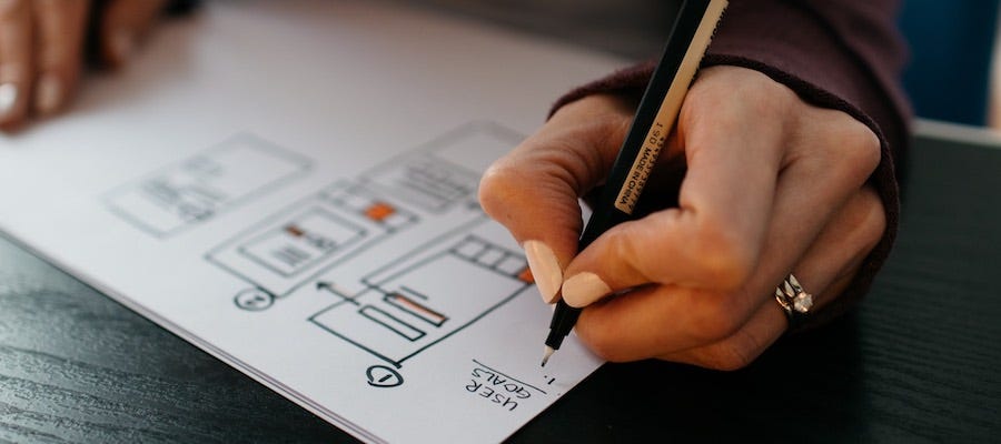 Woman designing flow with user goals