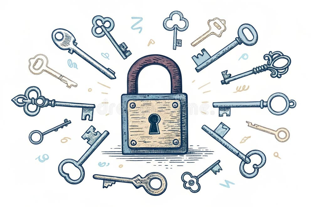 Lock and Many Keys Around it the Concept of the Right Choice in Life ...